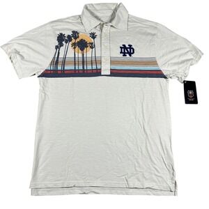 Wes and Willy Notre Dame Fighting‎ Irish Mens Large Polo Shirt Cream NEW